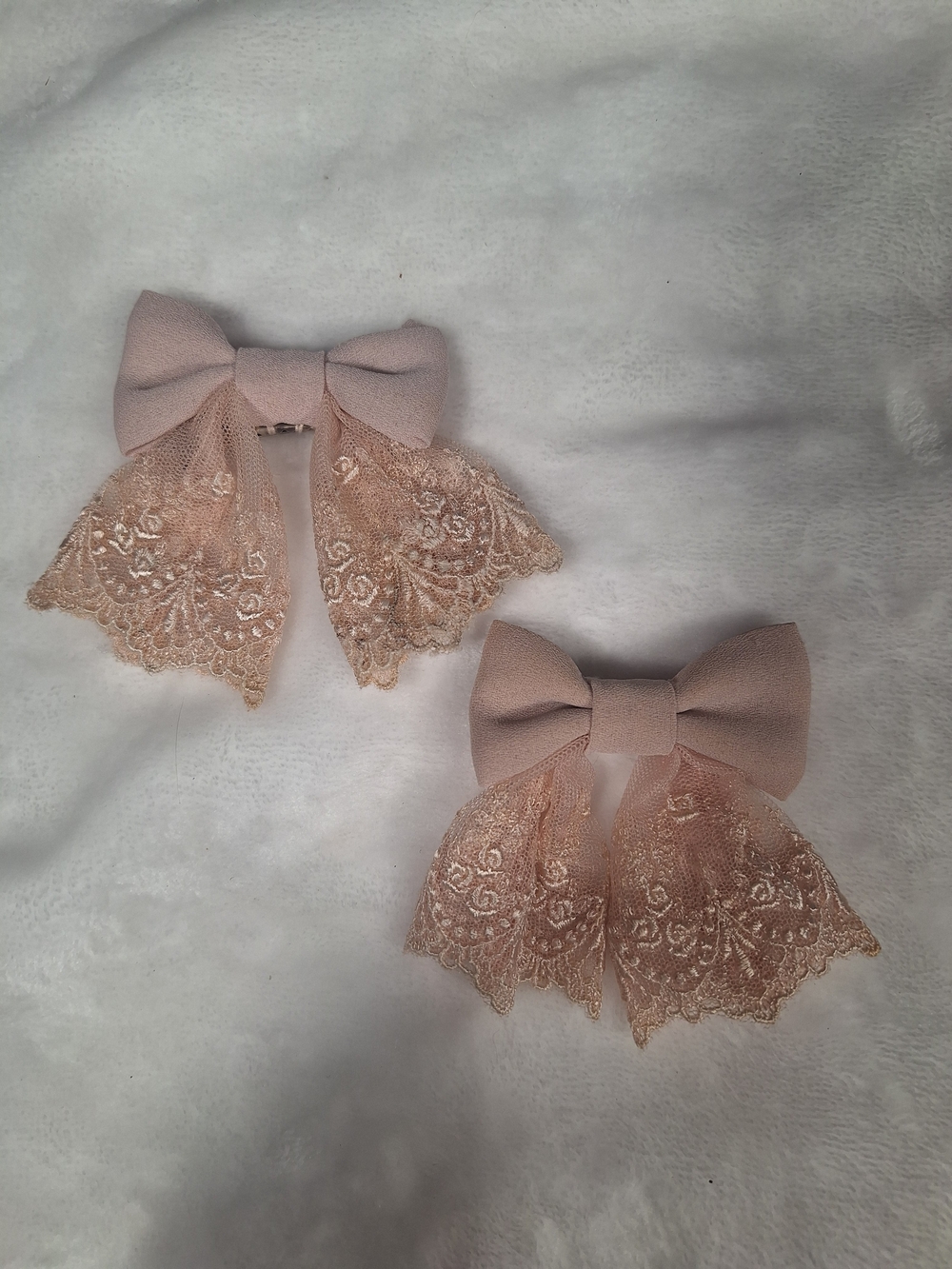 Innocent World Pale Pink Rose Lace Ribbon Hair Clips | Set of 2 | Classic Lolita